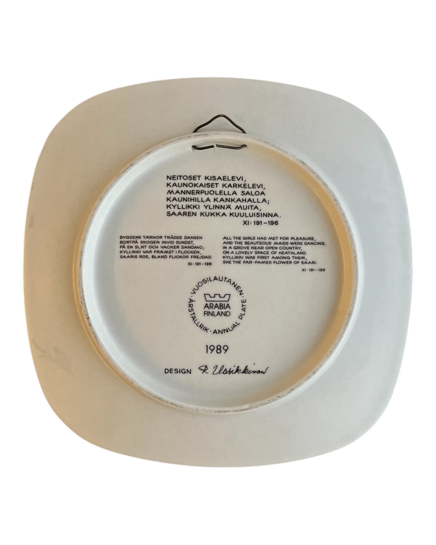 Arabia Kalevala 1989 Wall Plate